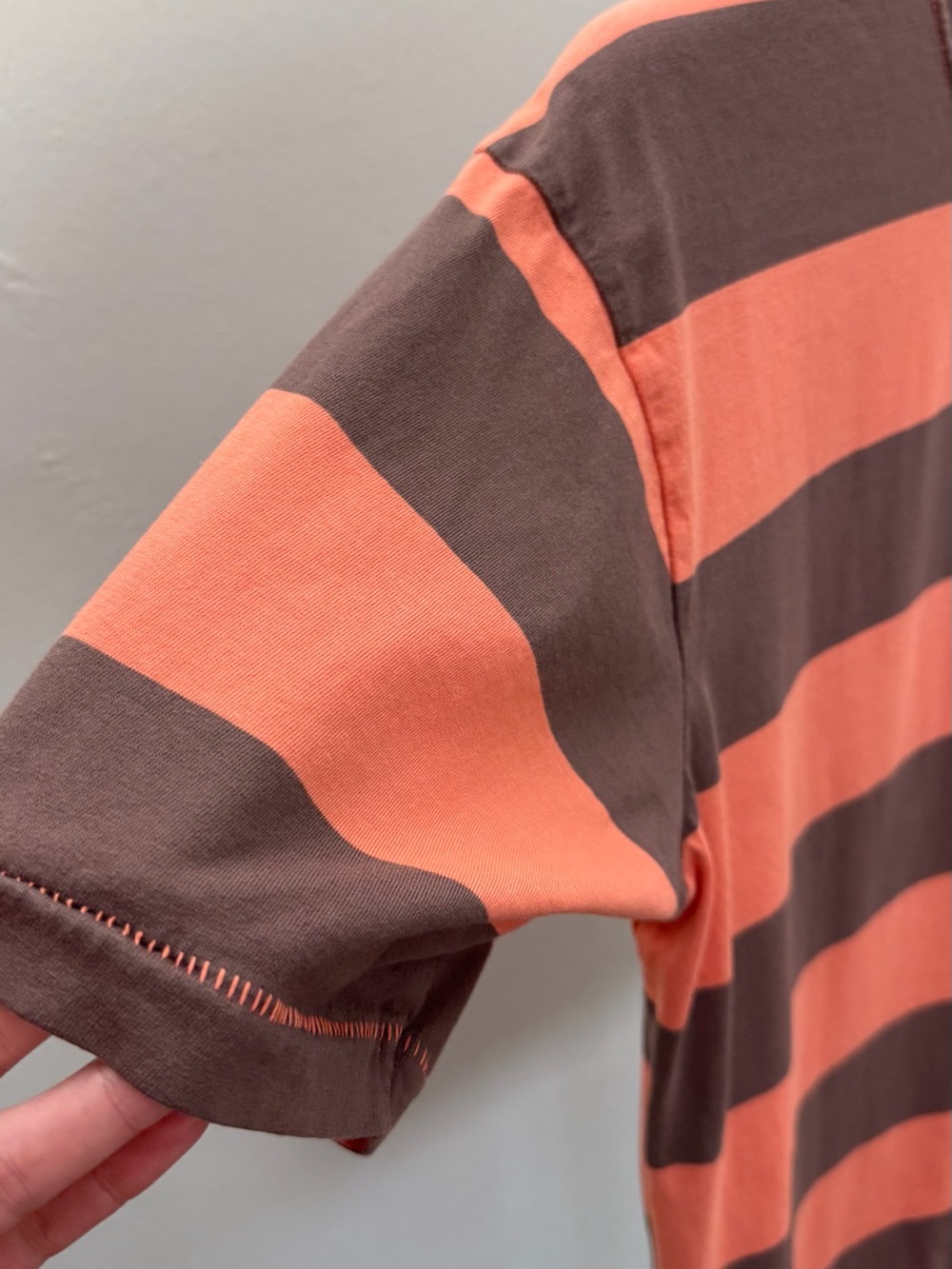 BP. Stripe Polo Shirt Men’s Medium Orange Brown 100% Cotton Short Sleeve - Picture 6 of 12